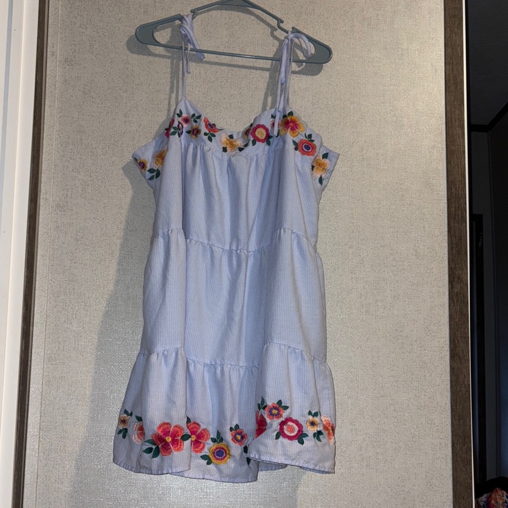 Floral Embroidered Tiered Dress